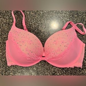 Victoria's Secret Pink Bra with Lace and Rhinestones
